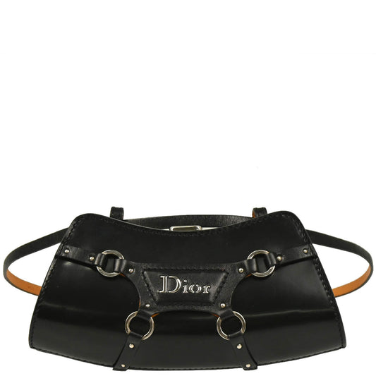 Christian Dior Black Leather Bondage Bum Bag #85