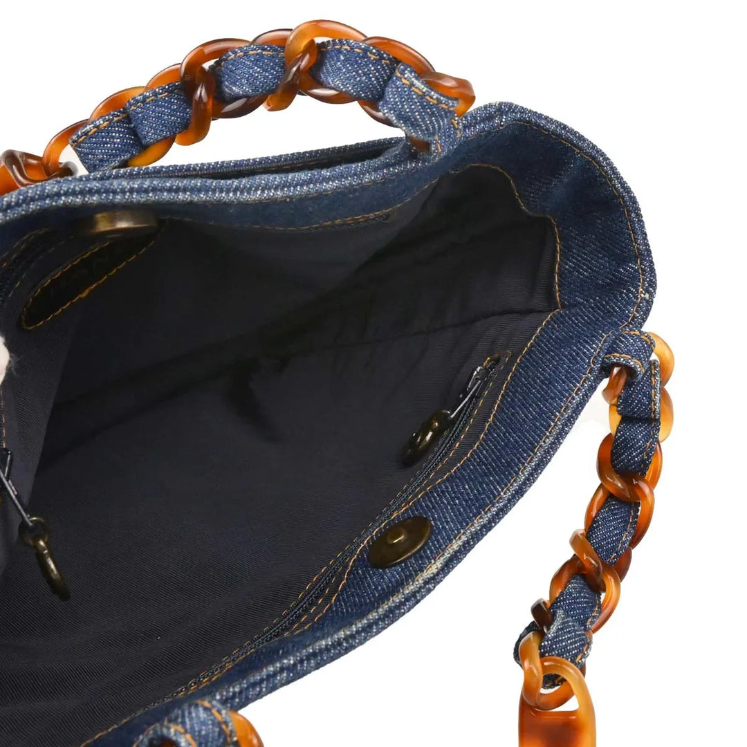 CHANELシャネル　1999年イタリア製　デニム　Lサイズ　国内正規品 Chanel 1997-1999 Blue Denim Chain Tote Handbag – AMORE