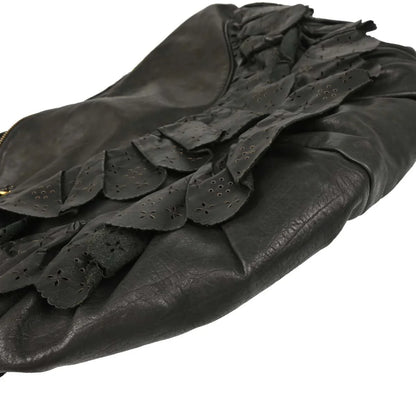 Christian Dior Black Leather Gypsy Ruffle Hobo Handbag