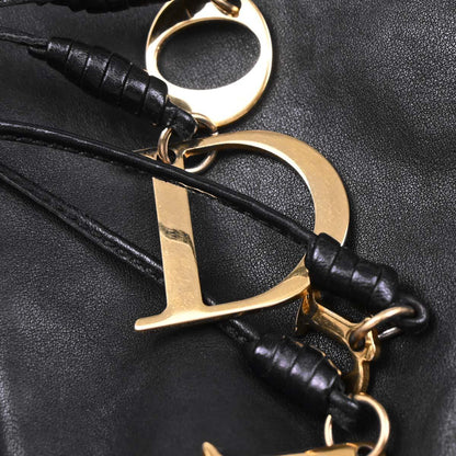 Christian Dior Black Leather Gypsy Ruffle Hobo Handbag
