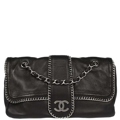 Chanel Black Calfskin Luxury Line Madison Flap Shoulder Bag