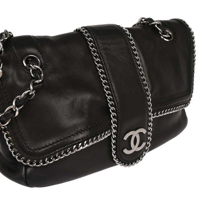 Chanel Black Calfskin Luxury Line Madison Flap Shoulder Bag