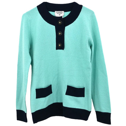 Chanel 1997 Sweater Knit Top Light Blue #40