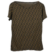 Fendi Ensemble Cardigan Short Sleeve Top Zucca Brown #46