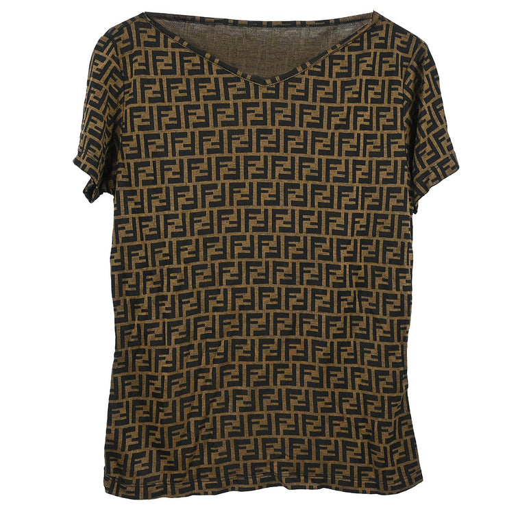 Fendi Ensemble Cardigan Short Sleeve Top Zucca Brown #46