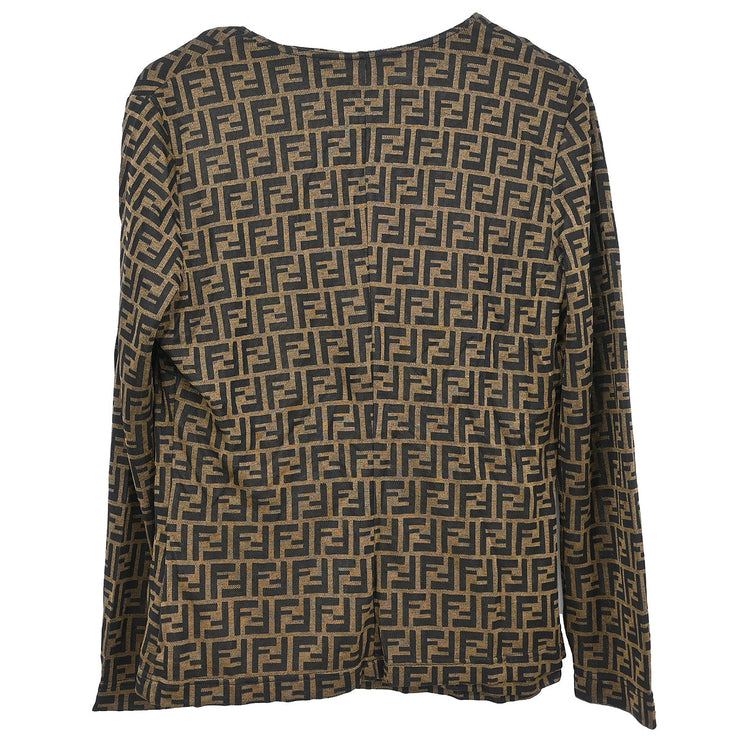 Fendi Ensemble Cardigan Short Sleeve Top Zucca Brown #46