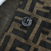 Fendi Ensemble Cardigan Short Sleeve Top Zucca Brown #46