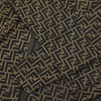 Fendi Ensemble Cardigan Short Sleeve Top Zucca Brown #46