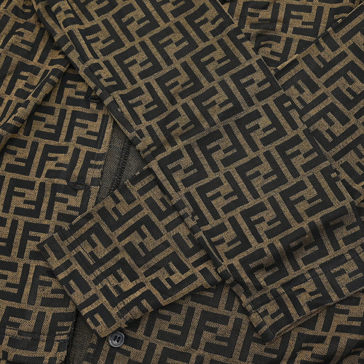Fendi Ensemble Cardigan Short Sleeve Top Zucca Brown #46