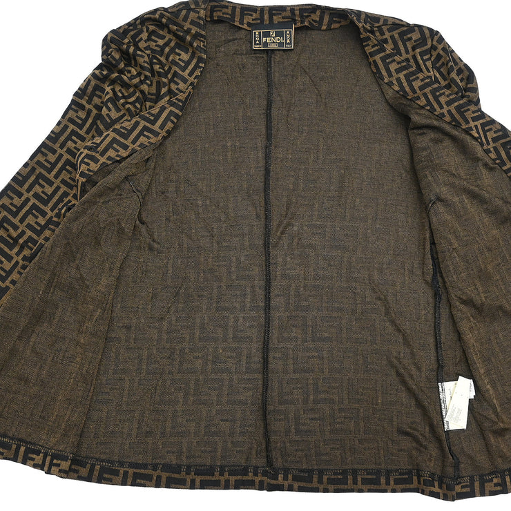 Fendi Ensemble Cardigan Short Sleeve Top Zucca Brown #46