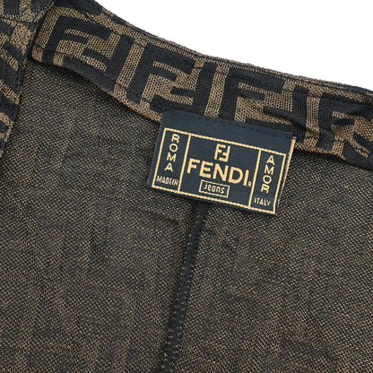 Fendi Ensemble Cardigan Short Sleeve Top Zucca Brown #46