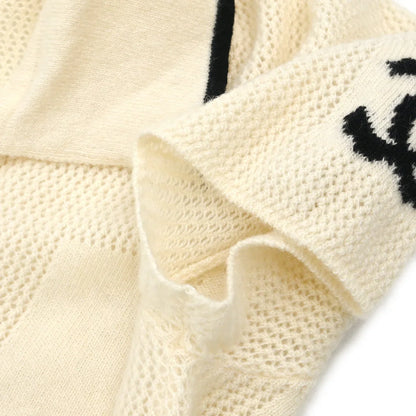 Chanel 2001 Short Sleeve Sweater Knit Top White #38