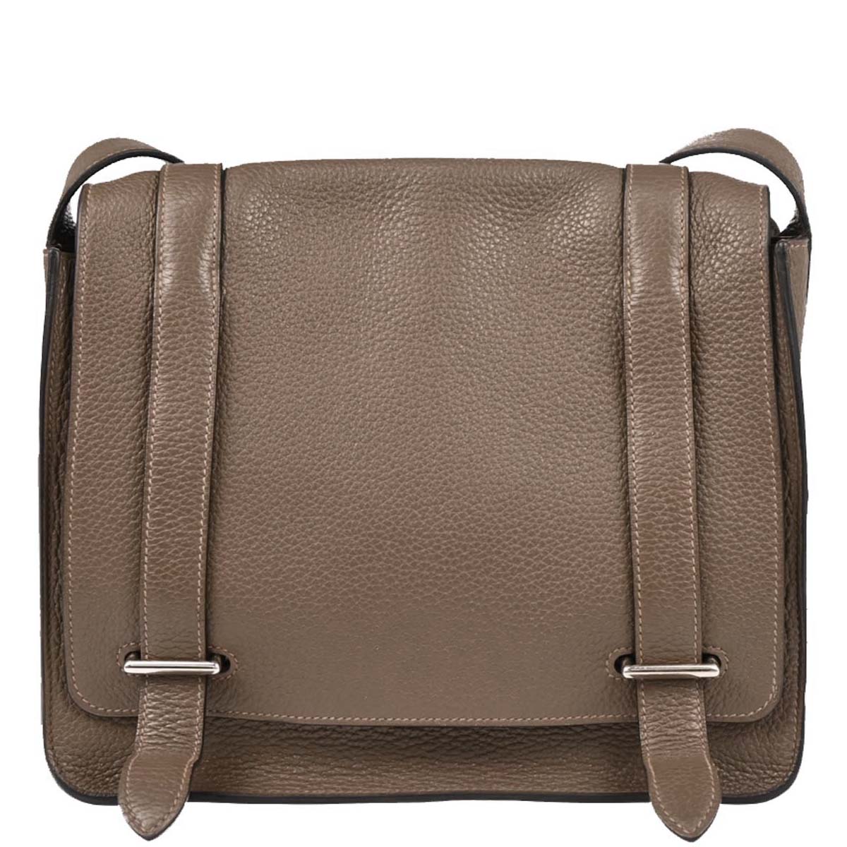 Hermes 2014 Etoupe Taurillon Clemence Steve Caporal 27 Shoulder Bag