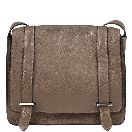 Hermes 2014 Etoupe Taurillon Clemence Steve Caporal 27 Shoulder Bag