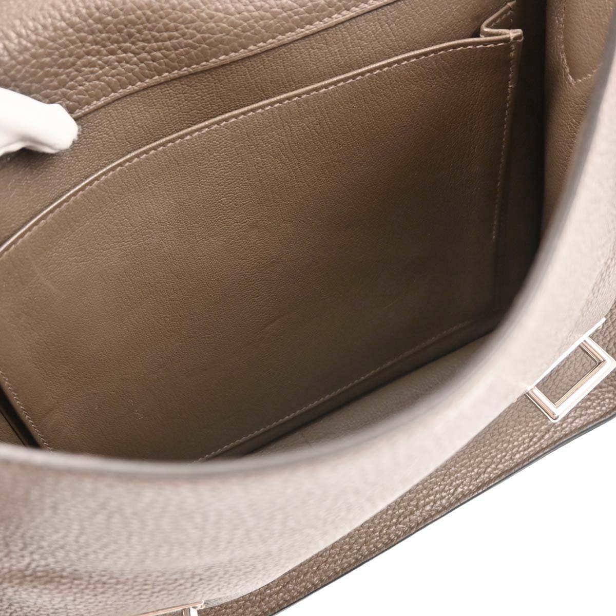 Hermes 2014 Etoupe Taurillon Clemence Steve Caporal 27 Shoulder Bag