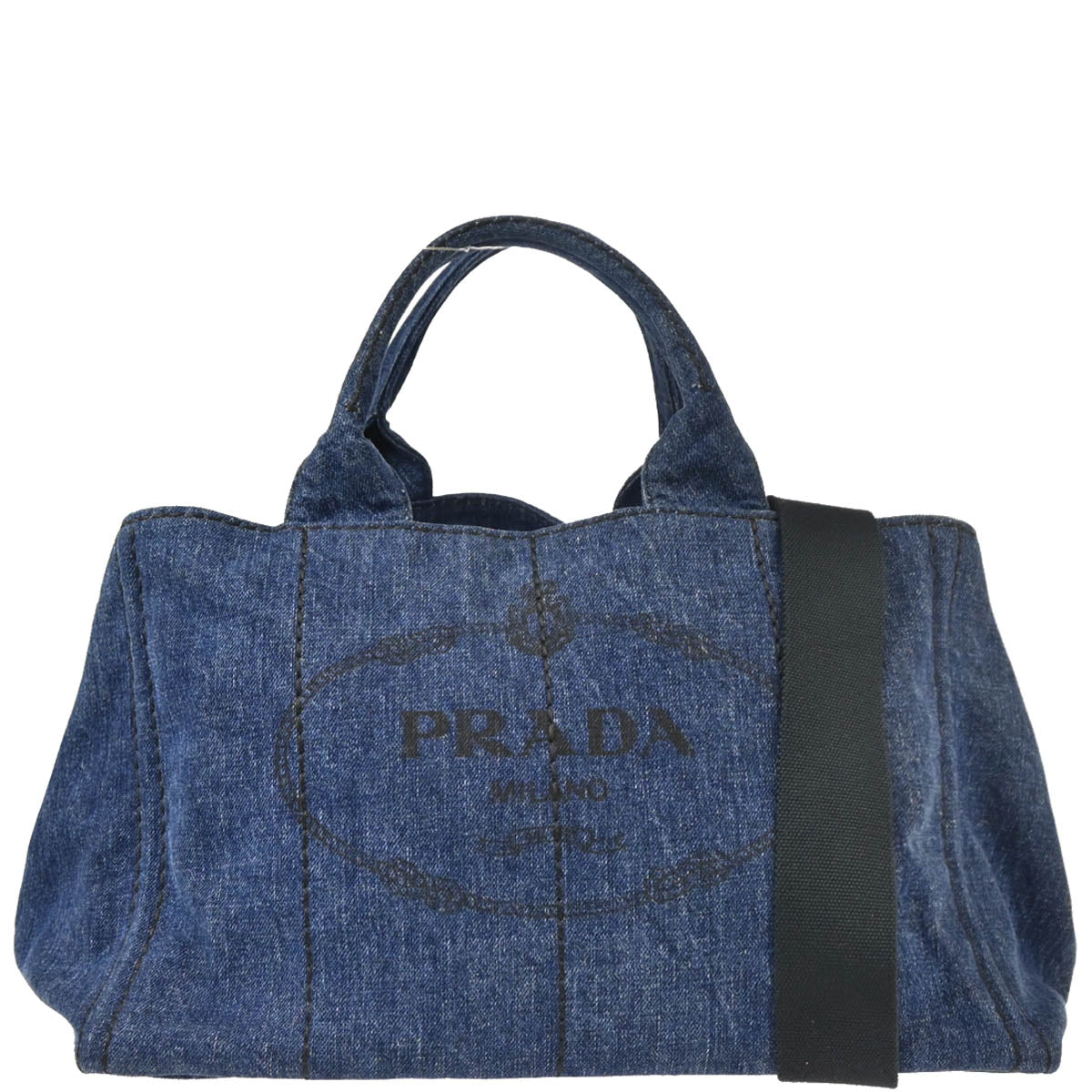 Prada Blue Denim Canapa Tote Handbag