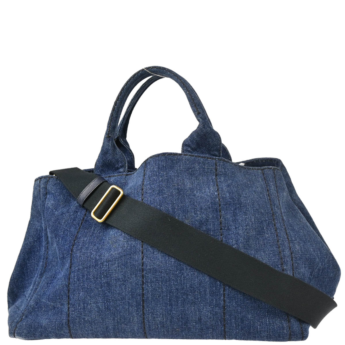 Prada Blue Denim Canapa Tote Handbag