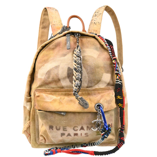Chanel 2014 Beige Canvas Graffiti Act 2 Backpack