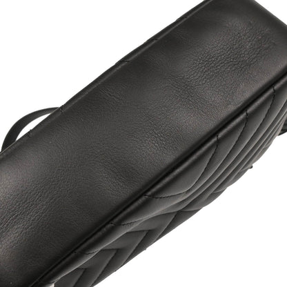 Chanel 2018 Black Lambskin Chevron Camera Bag Small
