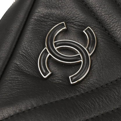 Chanel 2018 Black Lambskin Chevron Camera Bag Small