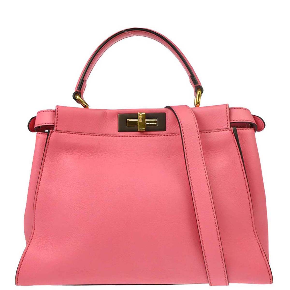 Fendi Pink Leather Peekaboo 2way Shoulder Handbag