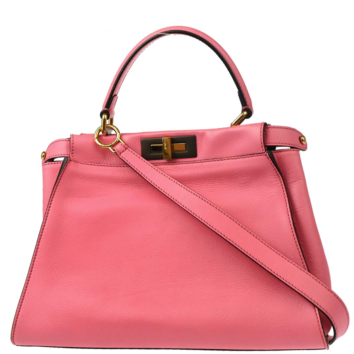 Fendi Pink Leather Peekaboo 2way Shoulder Handbag