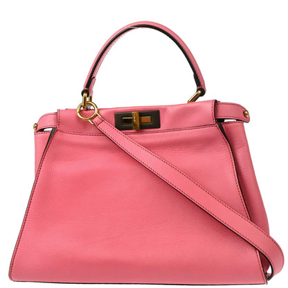 Fendi Pink Leather Peekaboo 2way Shoulder Handbag