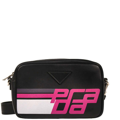 Prada Black Calfskin Racing Logo Camera Bag Shoulder Bag