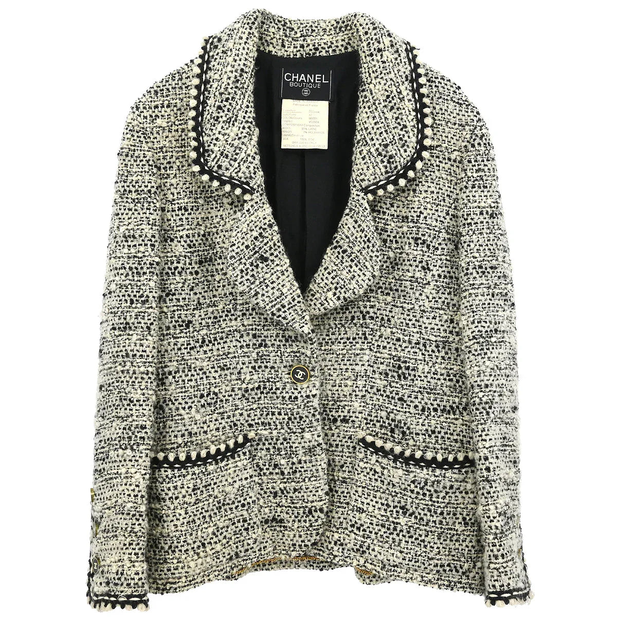 Chanel 1994 Single Breasted Jacket White #42