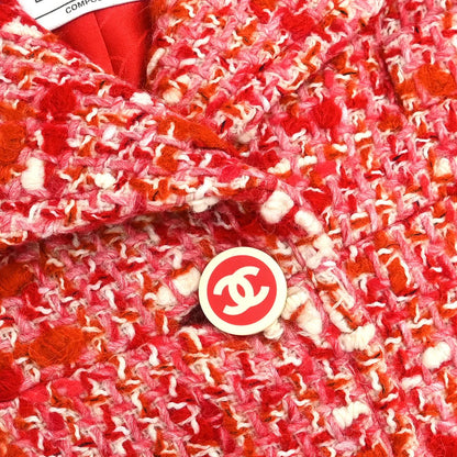 Chanel 2001 Setup Suit Jacket Skirt Red #40