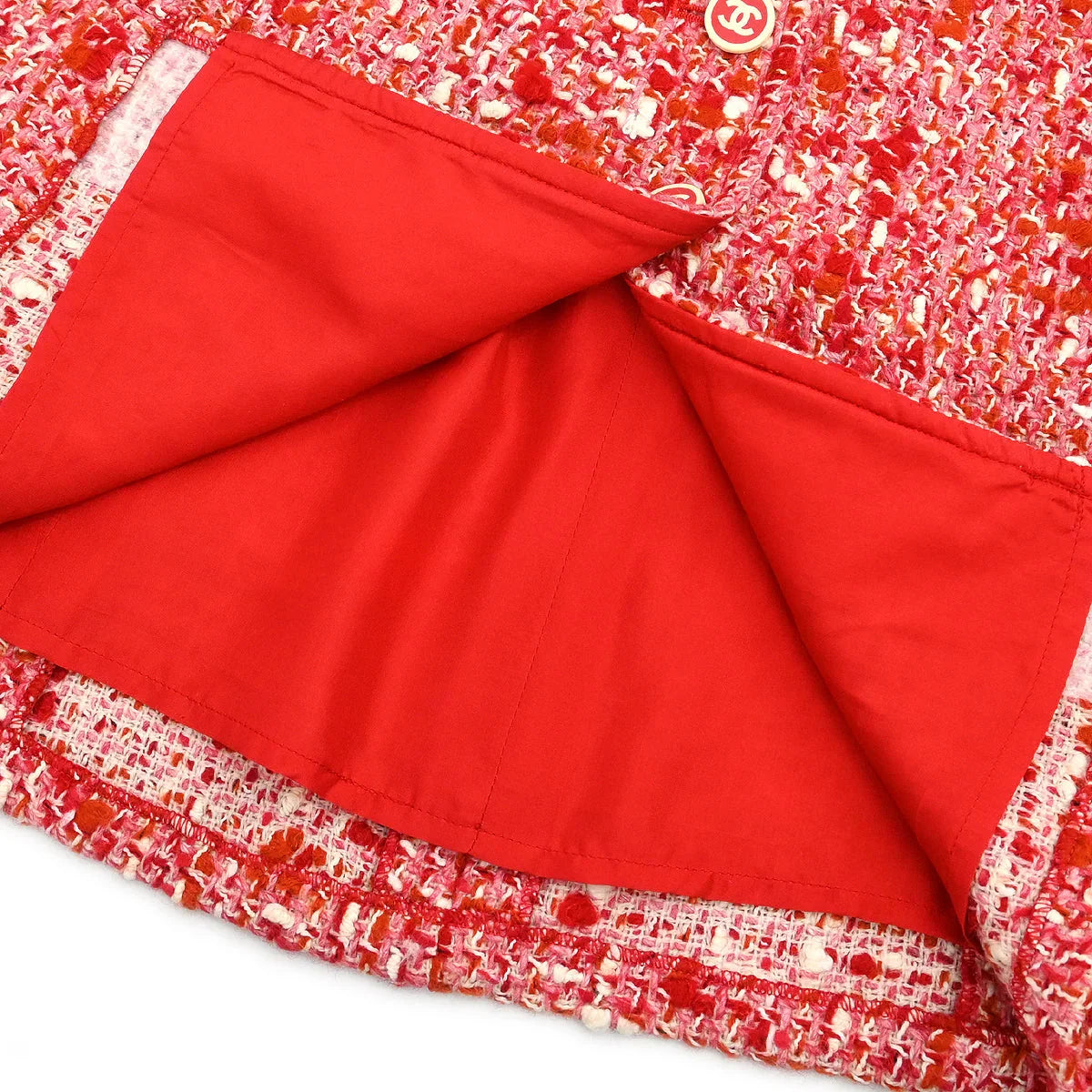 Chanel 2001 Setup Suit Jacket Skirt Red #40