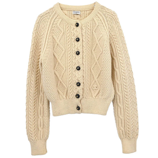 Chanel Cardigan Fisherman Sweater White