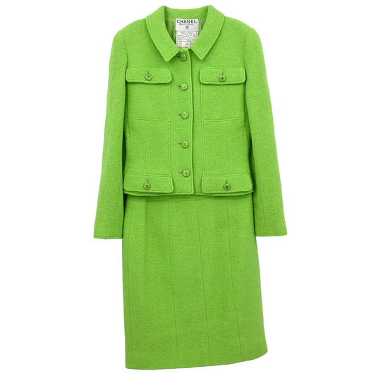 Chanel 1995 Setup Suit Jacket Skirt Green #36