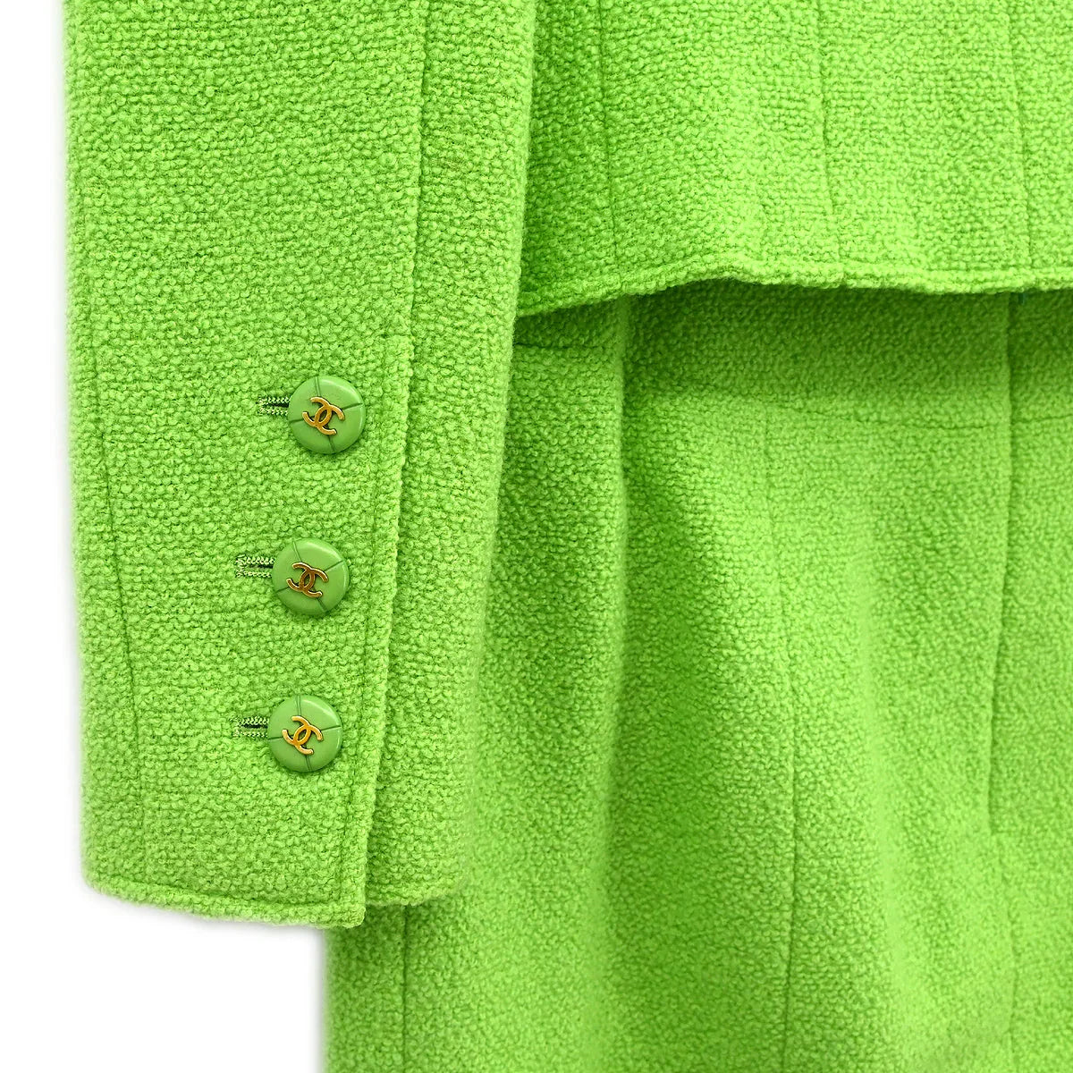 Chanel 1995 Setup Suit Jacket Skirt Green #36