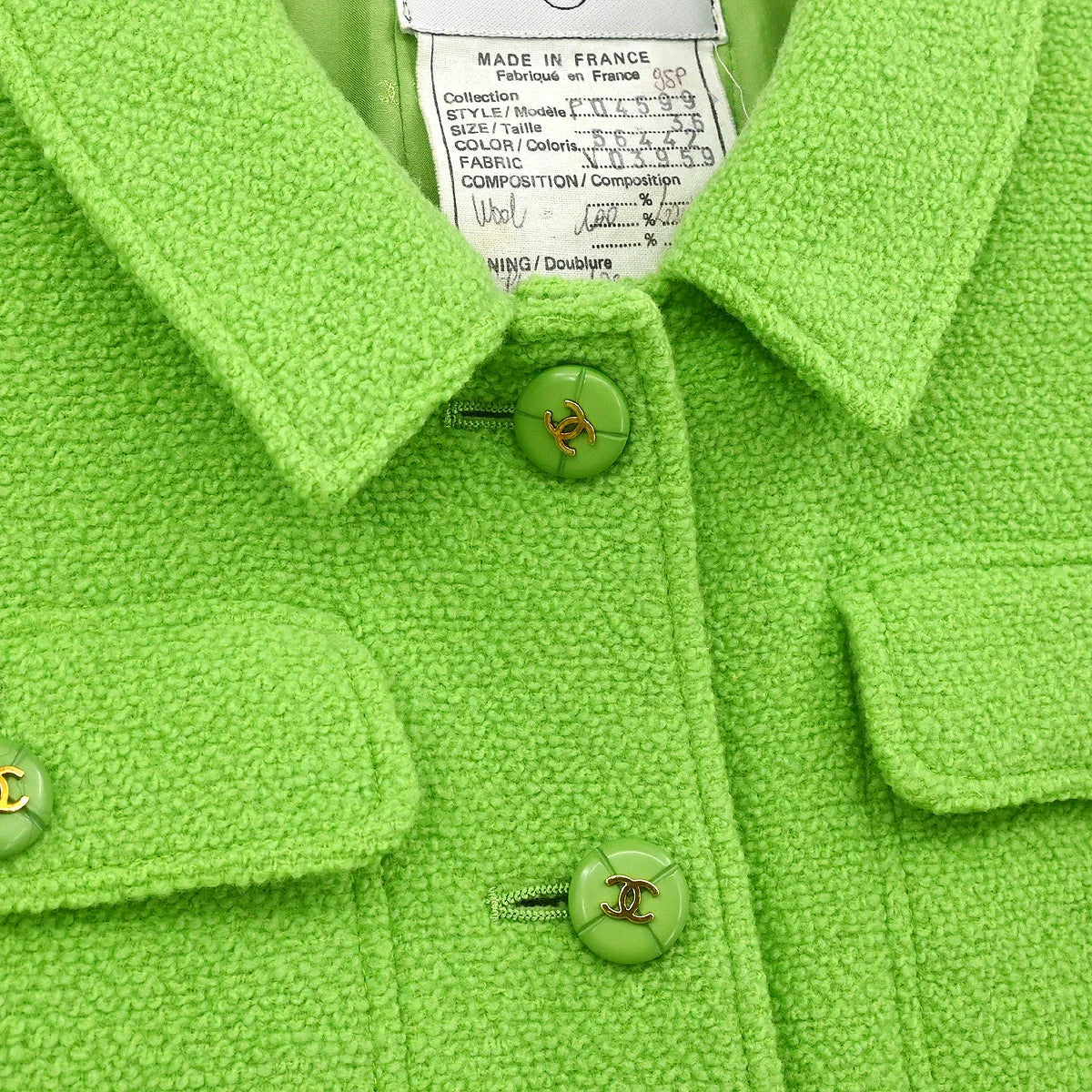 Chanel 1995 Setup Suit Jacket Skirt Green #36