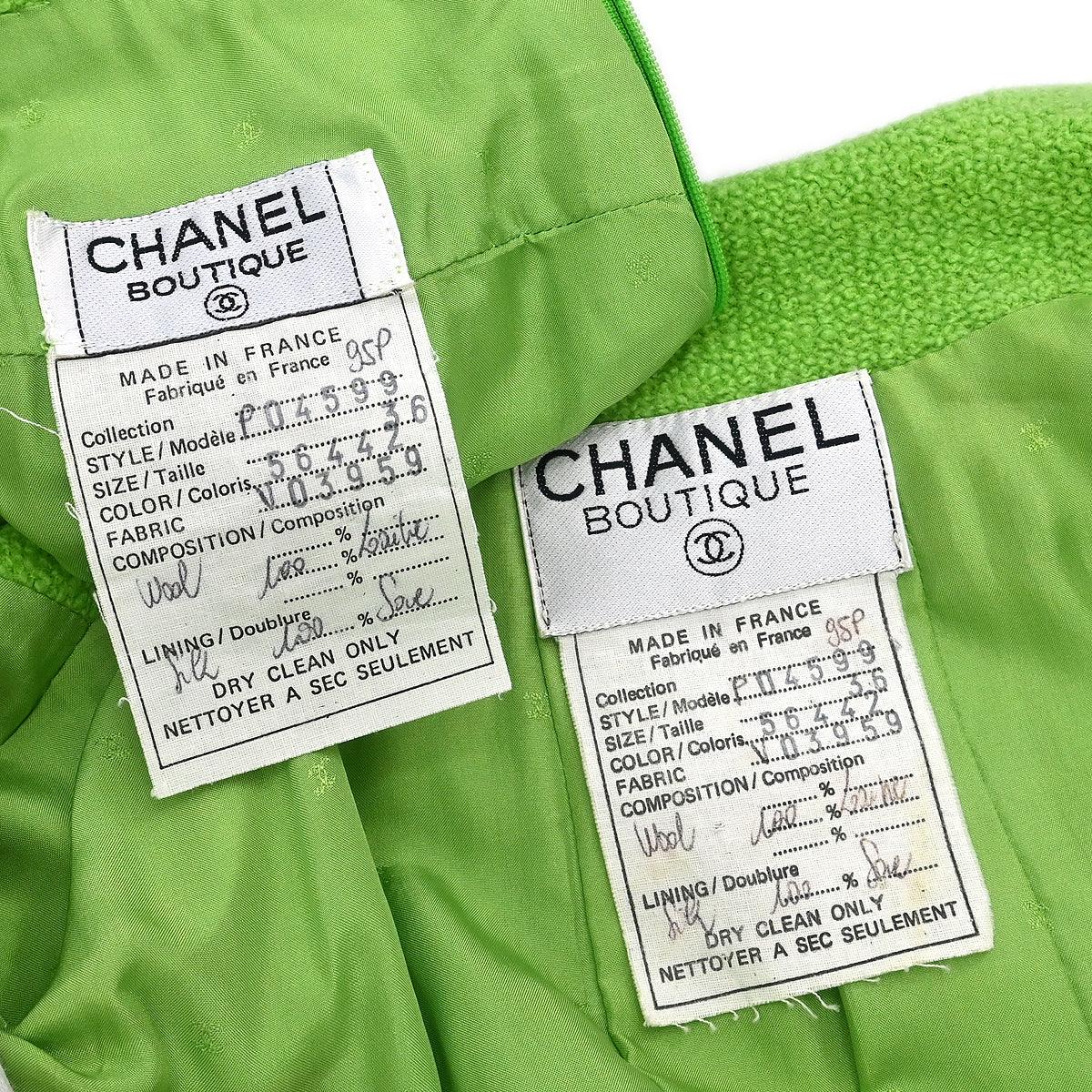 Chanel 1995 Setup Suit Jacket Skirt Green #36