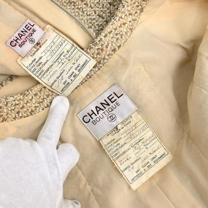 Chanel Setup Suit Jacket Skirt Beige #36