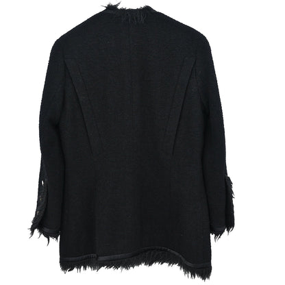 Chanel 1994 Single Breasted Collarless Jacket Black #40