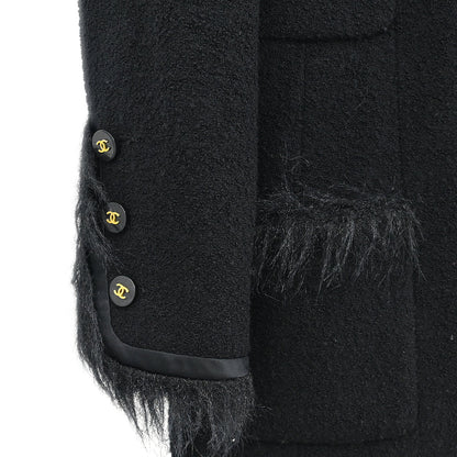 Chanel 1994 Single Breasted Collarless Jacket Black #40