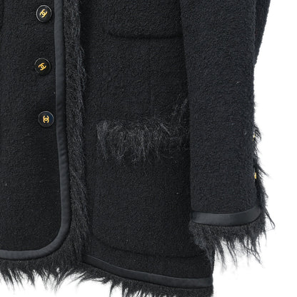 Chanel 1994 Single Breasted Collarless Jacket Black #40
