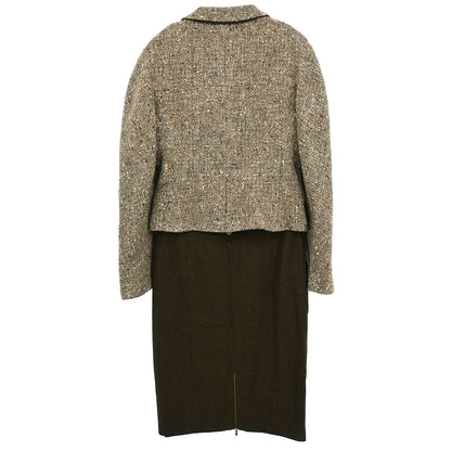 Chanel 1999 Setup Suit Jacket Skirt Brown #38