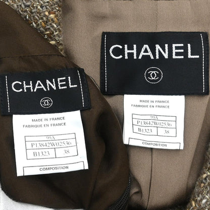 Chanel 1999 Setup Suit Jacket Skirt Brown #38