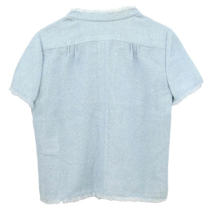 Chanel 2008 Single Breasted Short Sleeve Jacket Light Blue #38