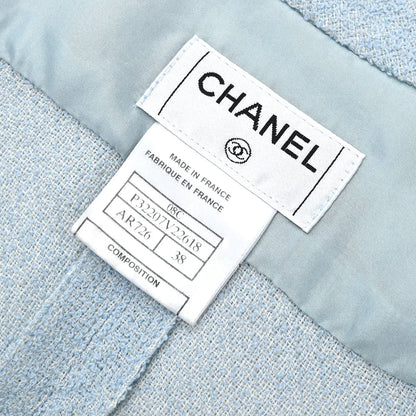 Chanel 2008 Single Breasted Short Sleeve Jacket Light Blue #38