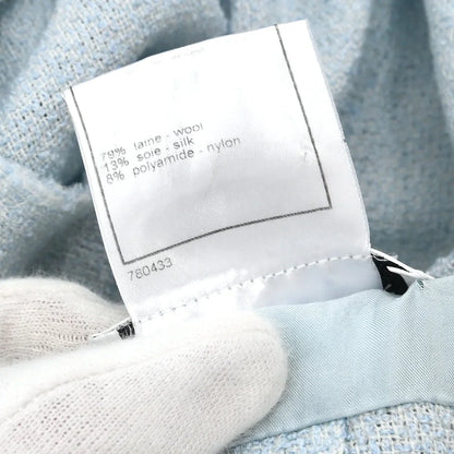 Chanel 2008 Single Breasted Short Sleeve Jacket Light Blue #38