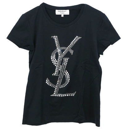 Yves Saint Laurent T-shirt Top Rhinestone Black #S
