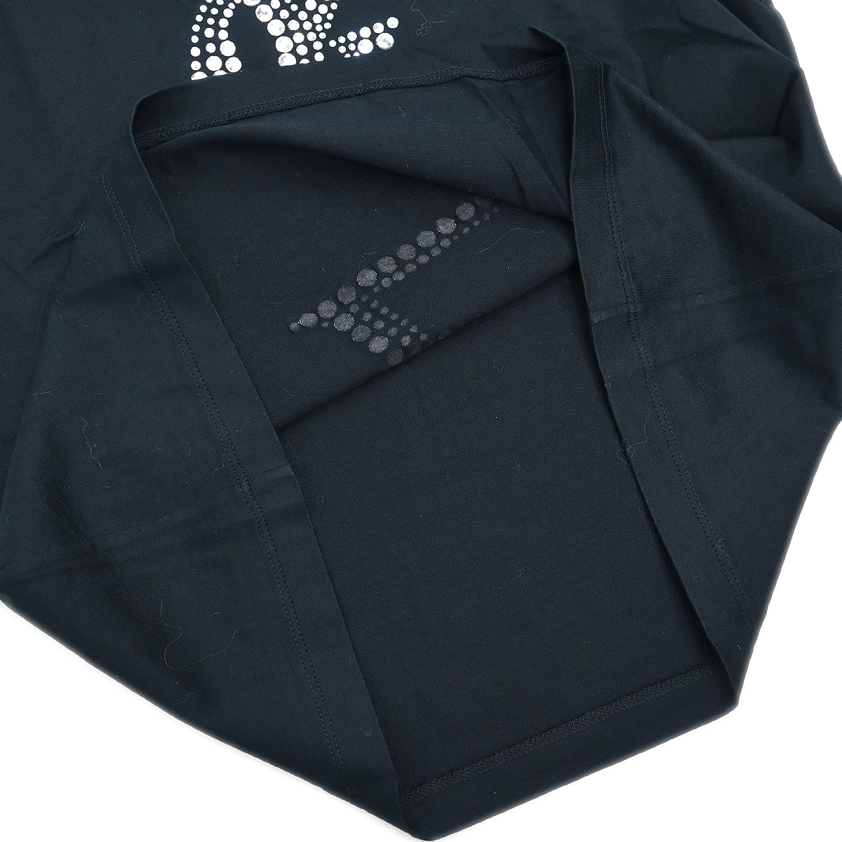 Yves Saint Laurent T-shirt Top Rhinestone Black #S