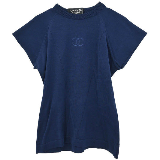 Chanel Short Sleeve T-shirt Top Navy #40
