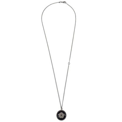 Chanel Medallion Pendant Necklace Silver 06P
