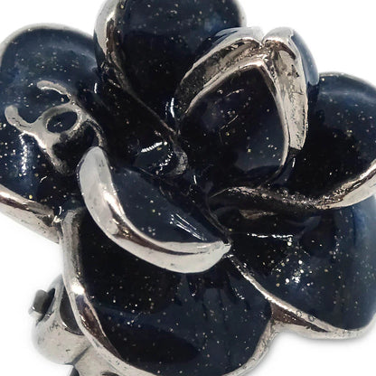 Chanel Camellia Earrings Clip-On Silver Black 09P